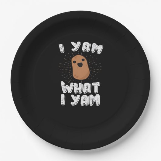 I Yam What I Yam Funny Potato Pun Thanksgiving ペーパープレート (正面)