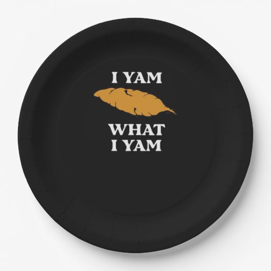 I Yam What I Yam - Funny Potato Sarcasm Pun ペーパープレート (正面)