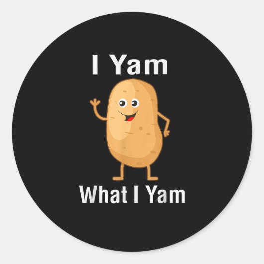 I Yam What I Yam Funny Thanksgiving Potato Pun Shi ラウンドシール (正面)