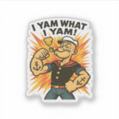 I Yam What I Yam Quote Humor Retro Feel シール (正面)