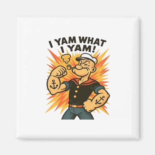 I Yam What I Yam Quote Humor Retro Feel マグネット (正面)