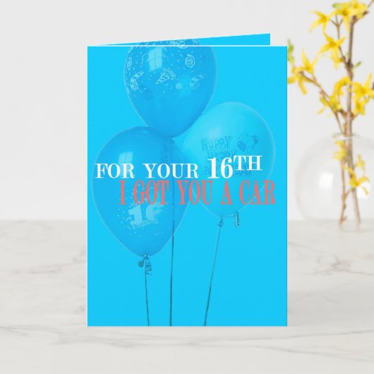 I You 得 a Car 16th誕生日カード カード (黄色い花)