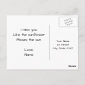 I You 恋しく思Photo黄色ひまわり芽カスタム文字 ポストカード (裏面)