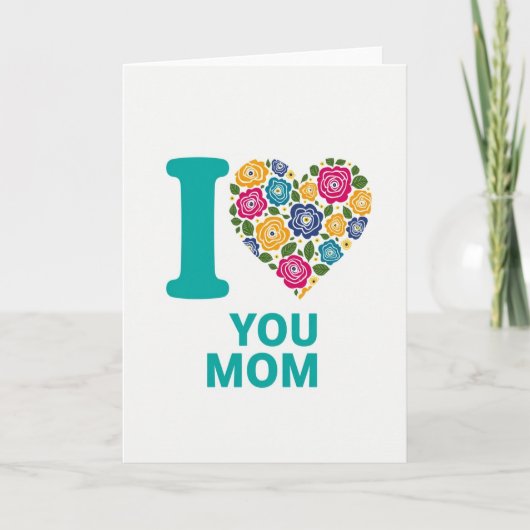 I You Mom Heart Flowers カード (正面)