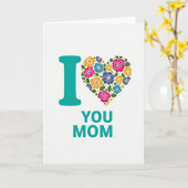 I You Mom Heart Flowers カード (黄色い花)
