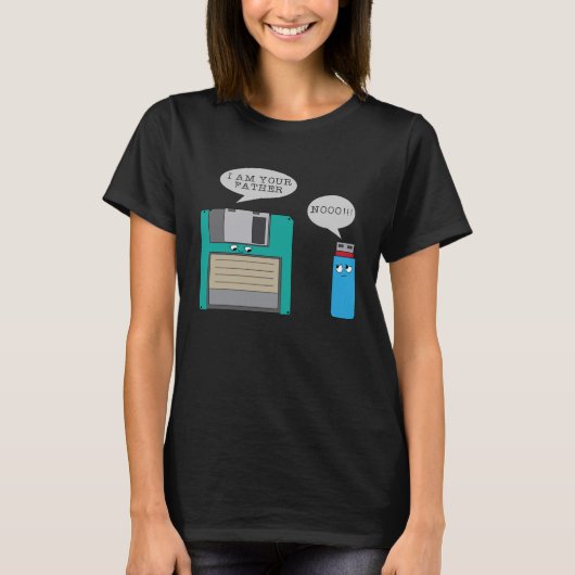 I Your Father NoooフロッピーディスクとUSBの陰謀 Tシャツ (正面)