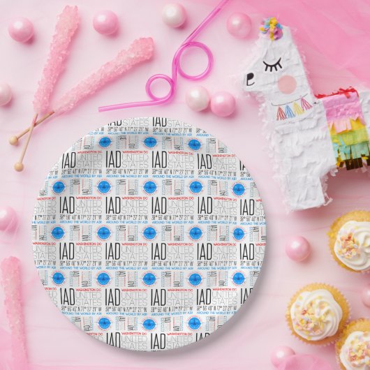 IAD、ワシントンDCはエアパターンで世界を旅行 ペーパープレート (パーティー)