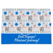 IAD、ワシントンDCはエアパターンで世界を旅行 ラージペーパーバッグ (正面)