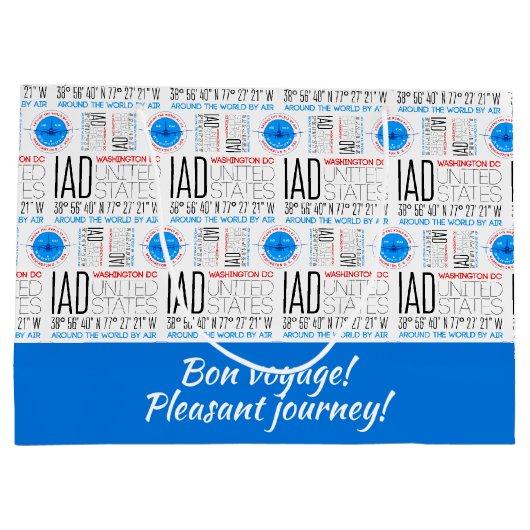 IAD、ワシントンDCはエアパターンで世界を旅行 ラージペーパーバッグ (裏面)