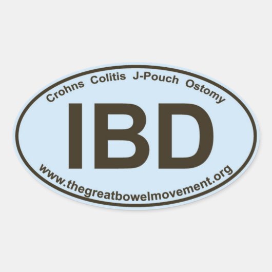 IBD – クロンズ大腸炎 – 楕円形シール – 青/茶色 (正面)