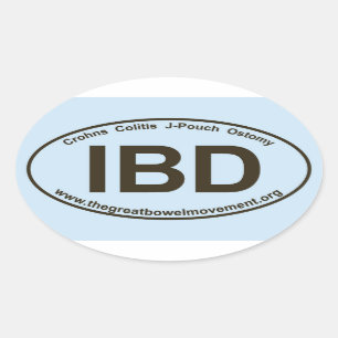 IBD - Crohnsの結腸炎-楕円形のステッカー-青かブラウン 楕円形シール