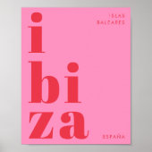 Ibiza España modern typography pink red  ポスター (正面)