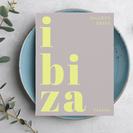 Ibiza España modern typography yellow Postcard ポストカード