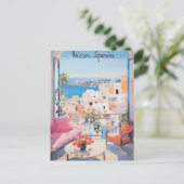 Ibiza Spain Travel City Painting Aesthetic ポストカード (スタンド正面)