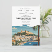 Ibiza Spain Wedding Invitation Retro 招待状 (スタンド正面)
