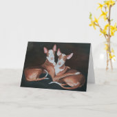 Ibizan猟犬の姉妹犬の芸術の挨拶状 カード (黄色い花)