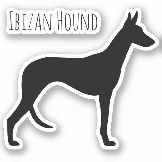Ibizan Hound Dog Breedシルエット・ビニール・ステッカー シール (正面)