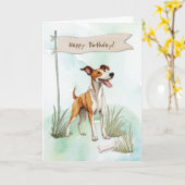 Ibizan Hound Dog Outdoors Under Birthday Sign カード (黄色い花)
