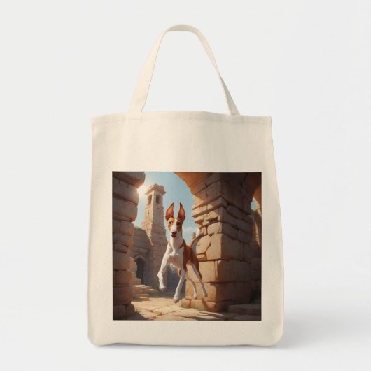Ibizan Hound Elegant Grocery Tote Bag トートバッグ (正面)