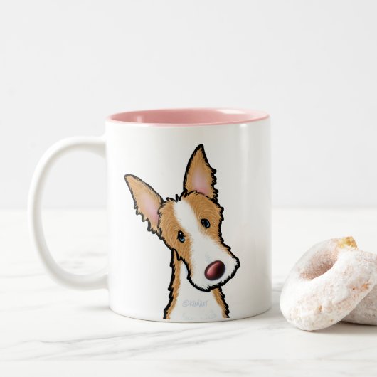 Ibizan Hound KiniArtツートーンコーヒーマグ ツートーンマグカップ (ドーナツ)