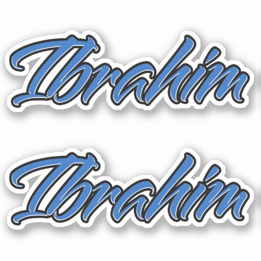 Ibrahim Name blue Aufkleber Sticker Stickerset シール (正面)