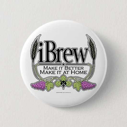 iBrewのビールおよびワイン 缶バッジ (正面)