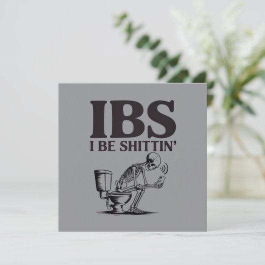 IBS: 大便失禁 幽默スケルトン バスルーム 招待状 (スタンド正面)