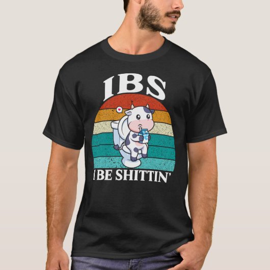 IBS I Be Shittin' Shirt Funny Retro Cute Cow Drink Tシャツ (正面)