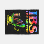 Ibs I Be Tin' Funny Skeleton Tie Dye  フリースブランケット (正面(横))