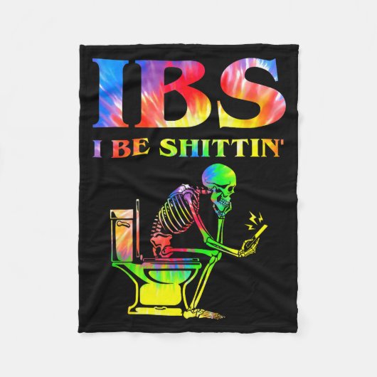 Ibs I Be Tin' Funny Skeleton Tie Dye  フリースブランケット (正面)