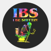 Ibs I Be Tin' Funny Skeleton Tie Dye  ラウンドシール (正面)