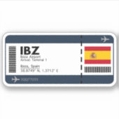 IBZイビサ空港ボーディングパス – スペイン旅行 シール (正面)