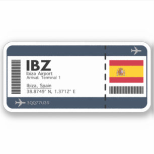 IBZイビサ空港ボーディングパス – スペイン旅行 シール