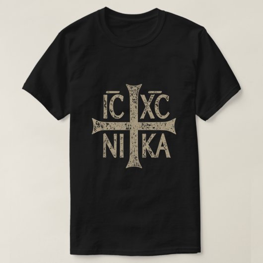 IC XC NIKAクロスクリストグラム正教会キリスト教徒 Tシャツ (デザイン正面)