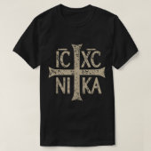 IC XC NIKAクロスクリストグラム正教会キリスト教徒 Tシャツ (デザイン正面)
