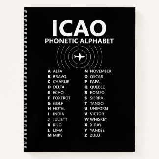ICAO Phonetic Alphabet Notebook – Black Edition ノートブック
