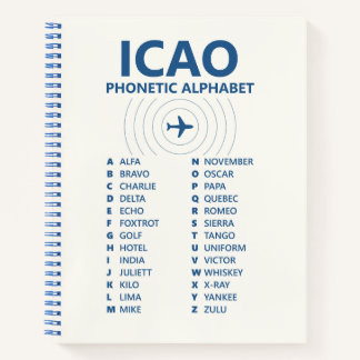 ICAO Spelling Alphabet Chart – Aviation Phonetic ノートブック