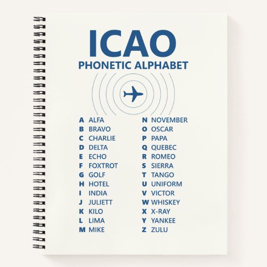 ICAO Spelling Alphabet – Pilot Lined Notebook ノートブック (正面)