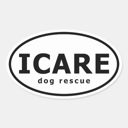 ICARE犬の救助 楕円形シール (正面)