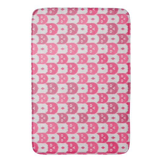 Icat ikat pink pattern バスマット (正面縦)