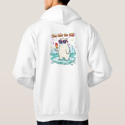 ICEには暑すぎる ポーラーベア政治活動家のパロディTシャツ パーカ (裏面)