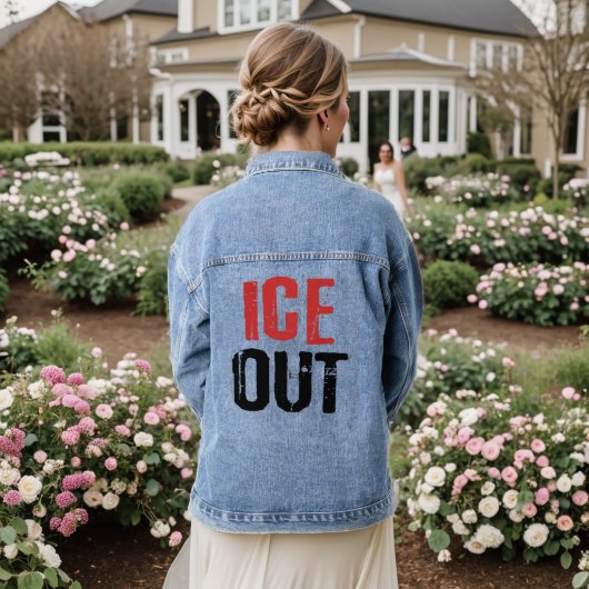 ICEに反対する政治活動抗議 デニムジャケット (ウェディング裏面)