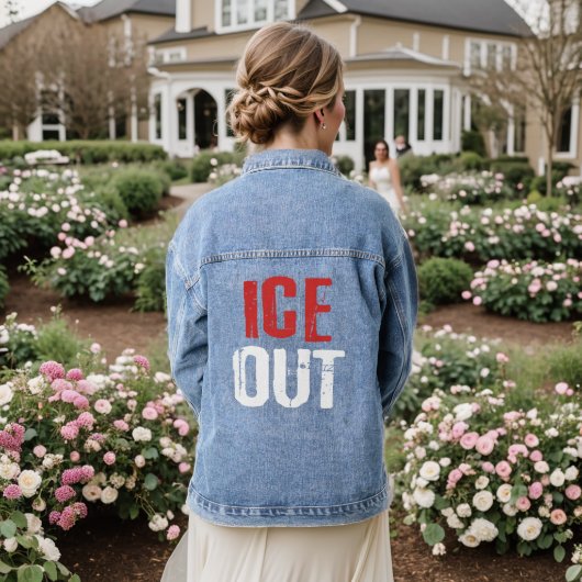 ICEに反対する政治活動抗議 デニムジャケット (ウェディング裏面)