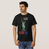 ICEに反対 自由の女神 レジスト 面白い像 Tシャツ (正面フル)