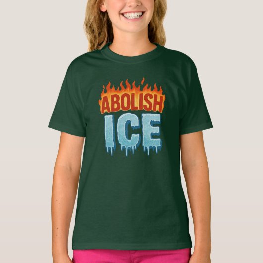 ICEを廃止せよ – 火 vs 氷 抗議 Tシャツ (正面)
