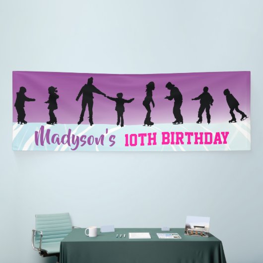 ICEスケートで滑る誕生日パーティーへの招待 横断幕 (トレードショー)