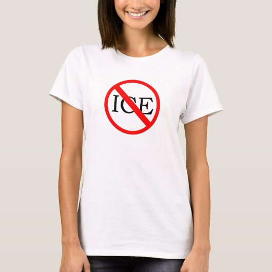 "ICE反対" レディースTシャツ Tシャツ (正面)