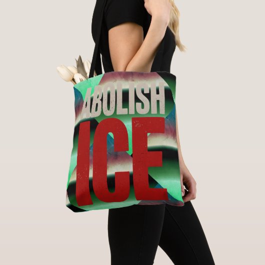 ICE廃止ミニマリスト抗議タイポグラフィデザイン トートバッグ (クローズアップ)