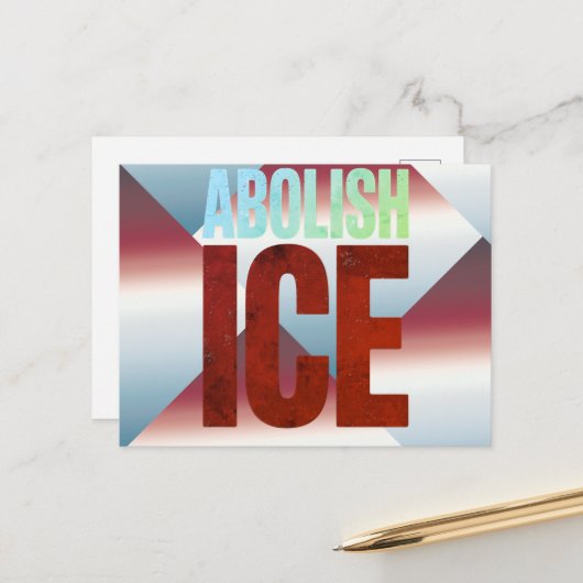 ICE廃止ミニマリスト抗議タイポグラフィーデザイン ポストカード (正面/裏面インサイチュ)