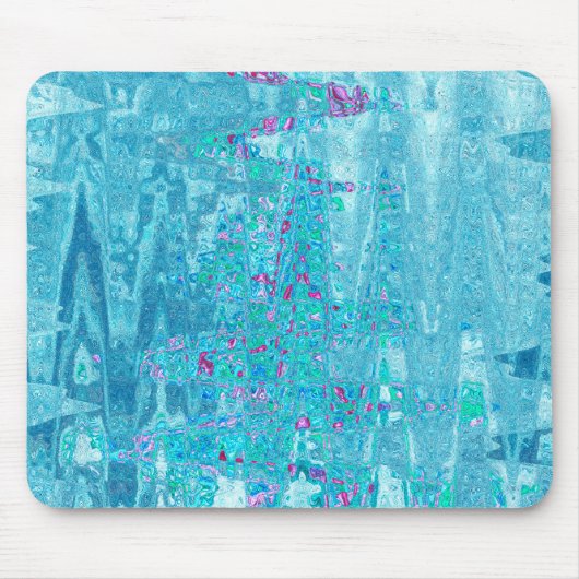 Ice blue abstract colorful points, cones  zig-zags マウスパッド (正面)